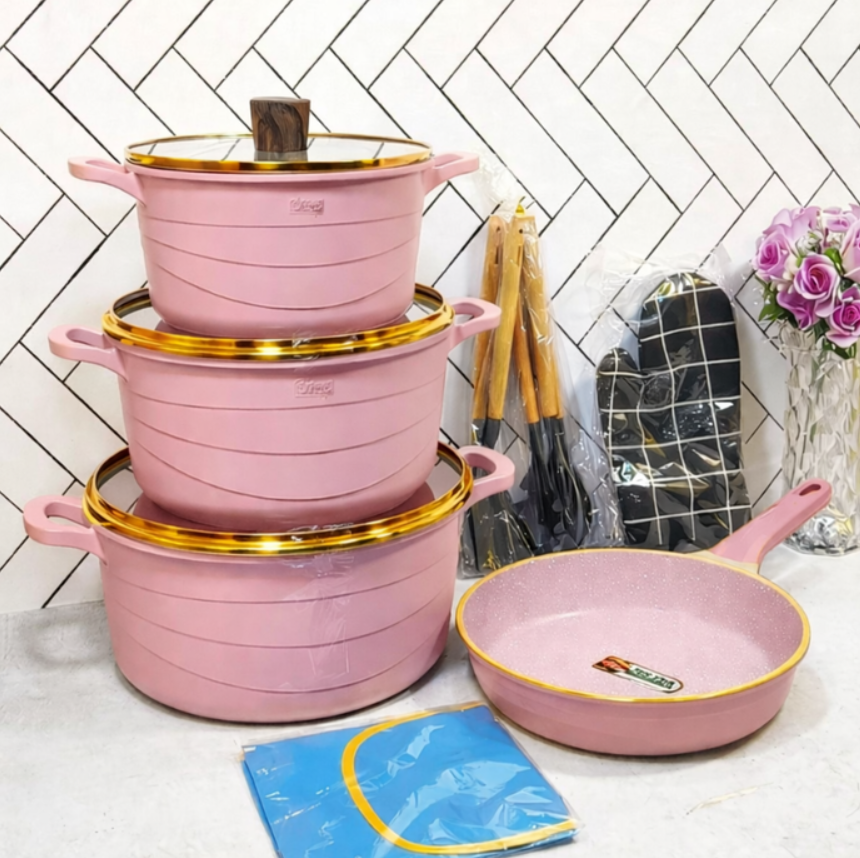Set Juego De Ollas Con Utensilios De Cocina Multiusos 15 Piezas