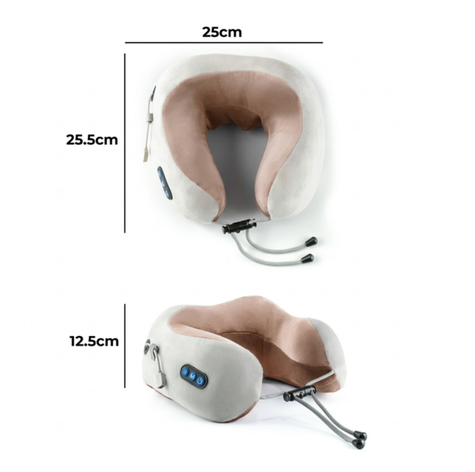 Almohada Masajeadora Cervical Cuello Viaje Recargable Calor Blanco 5v