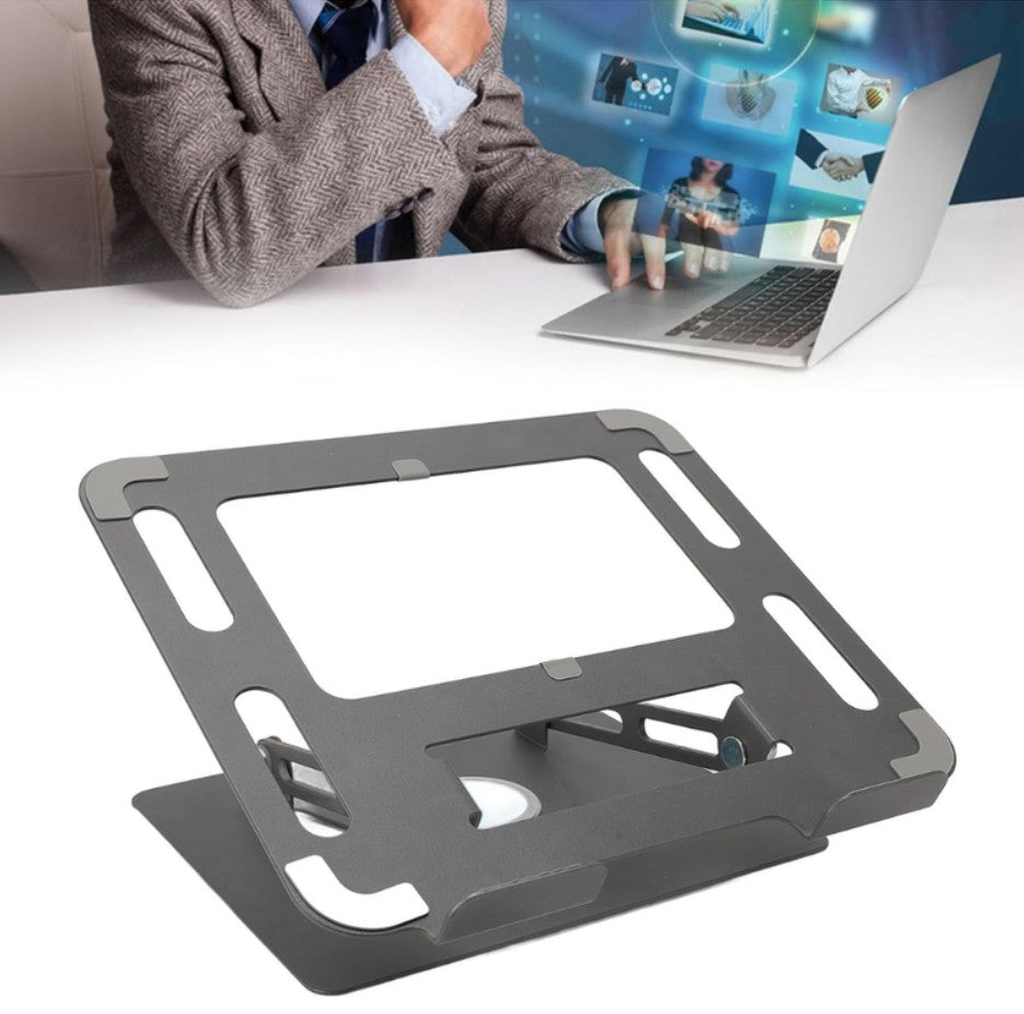 Soporte Laptop Ajustable Metal Base Antideslizante Tablet Gris Oscuro