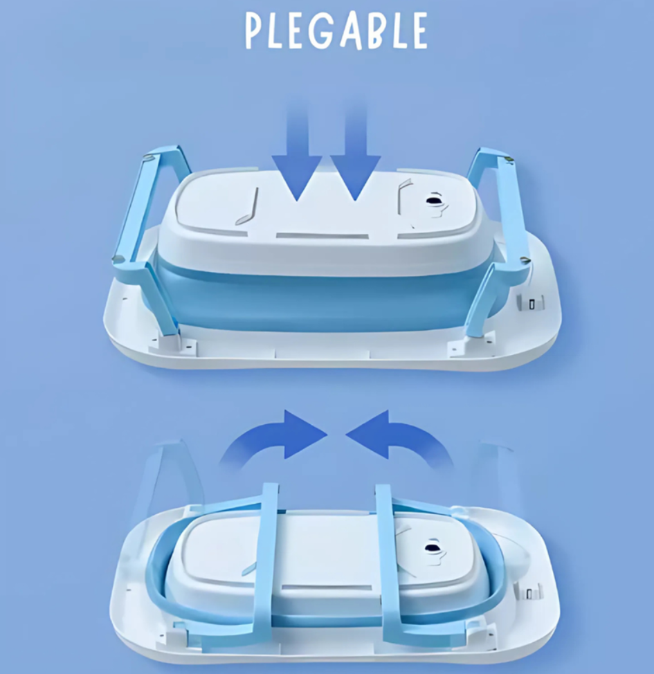 Bañera Tina Plegable Con Termómetro Y Cojín Bebe En Silicona
