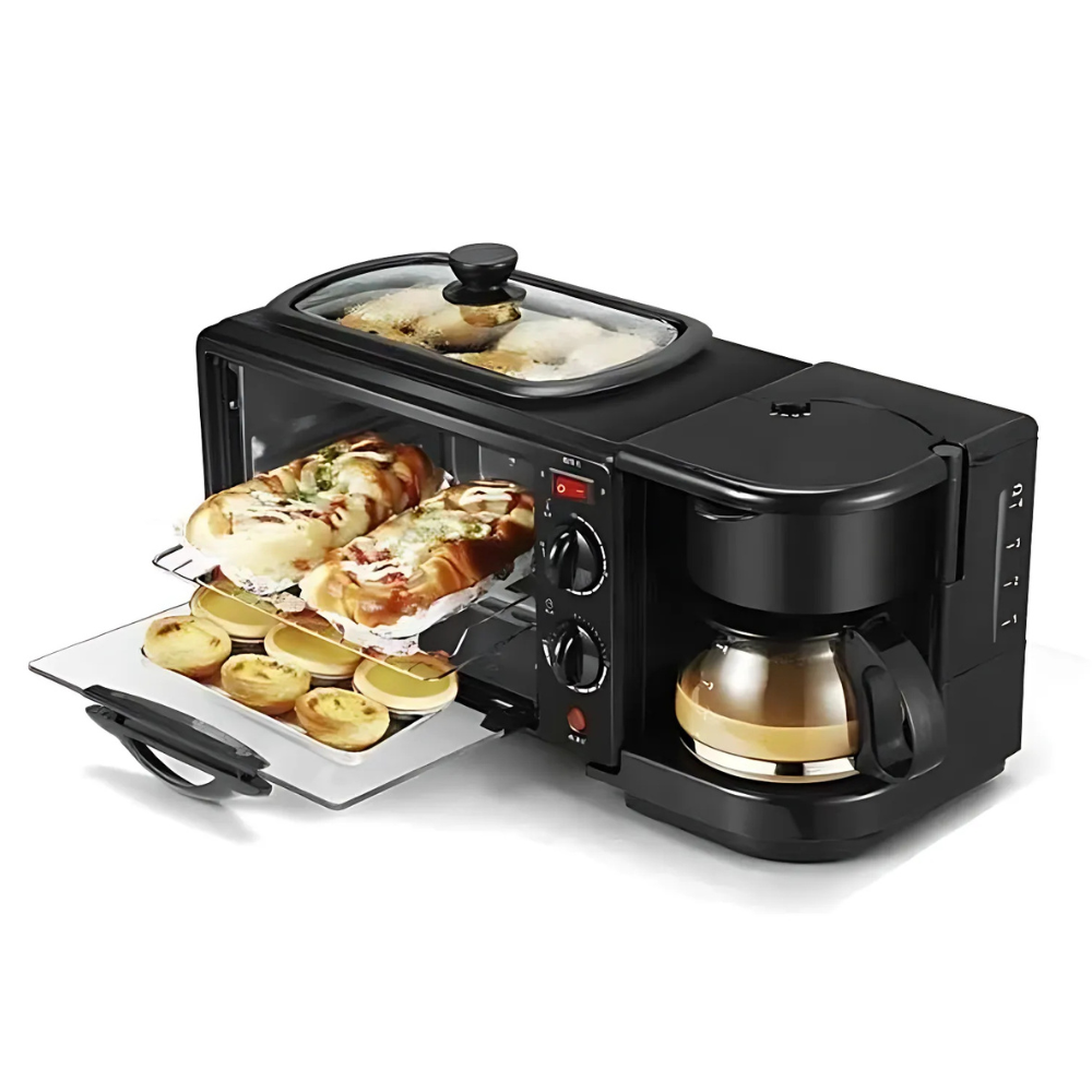 Horno Eléctrico Tostador Sokany Cafetera Parrilla 3 En 1