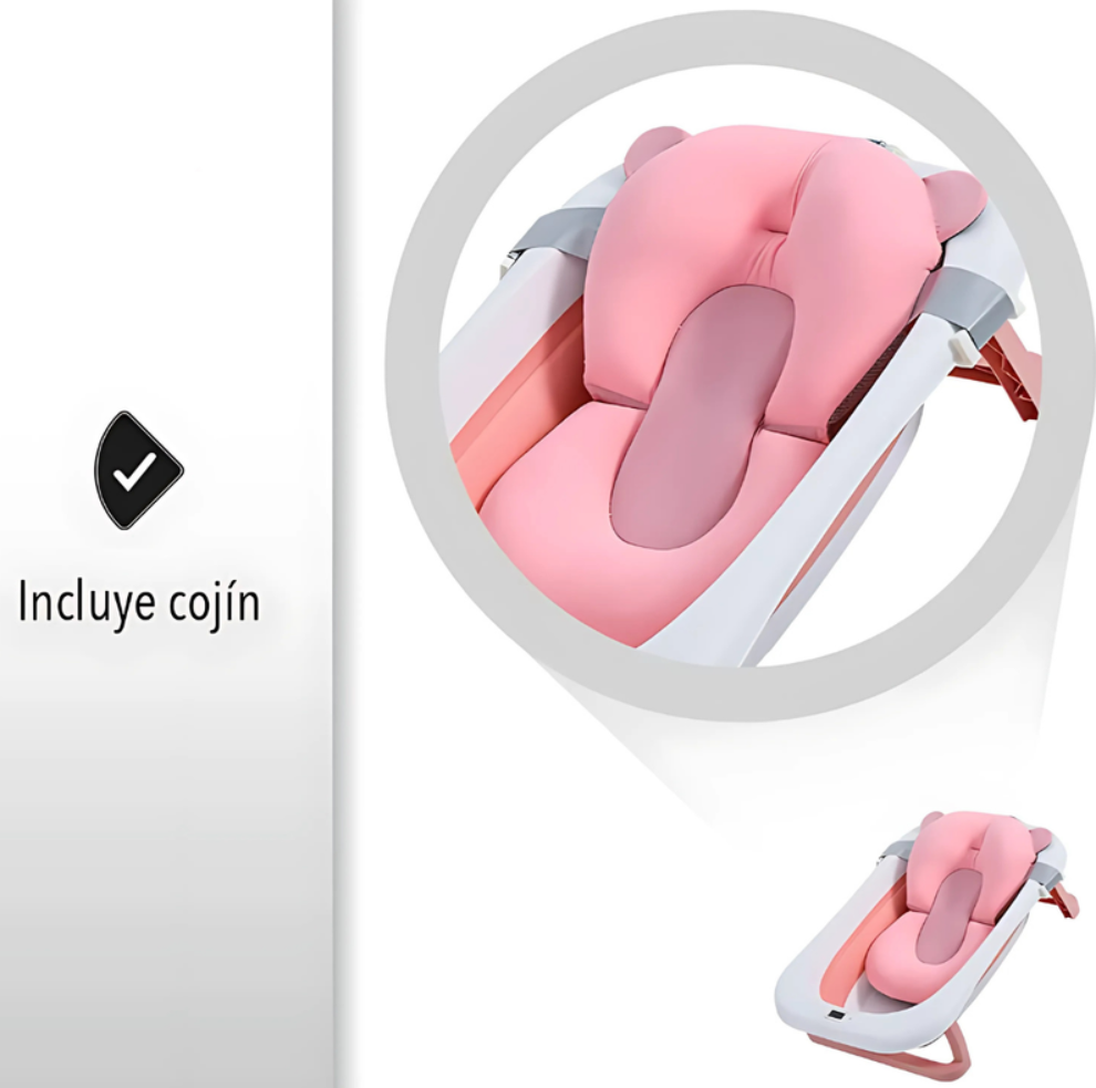 Bañera Tina Plegable Con Termómetro Y Cojín Bebe En Silicona