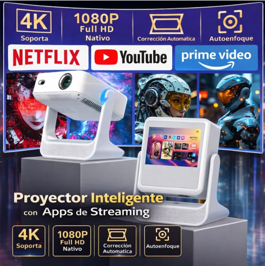 "Proyector Smart Android 12 Pantalla Táctil 8'' 4k Wifi A2pro Proyector 110v "
