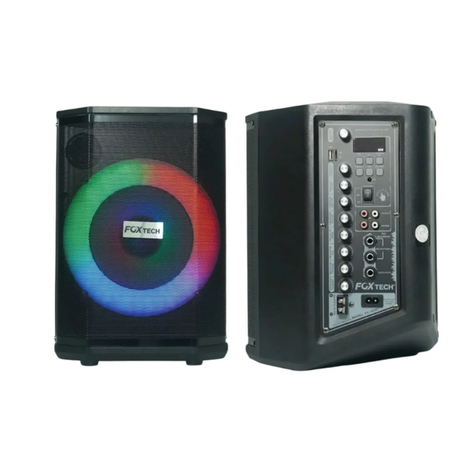 Parlante Bluetooth 8 Pulgadas Recargable Luces Rgb Fm Usb Negro 110v