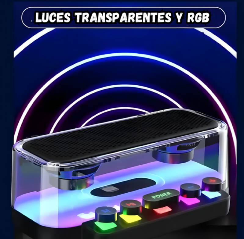 Parlante Transparente Rgb Portatil Teclas Mecanicas Flotantes