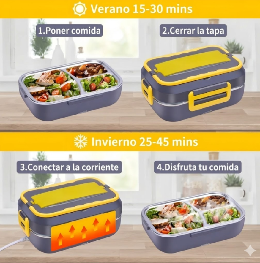 Lonchera Eléctrica Para Carro Y Oficina Porta Comida 110V 12v