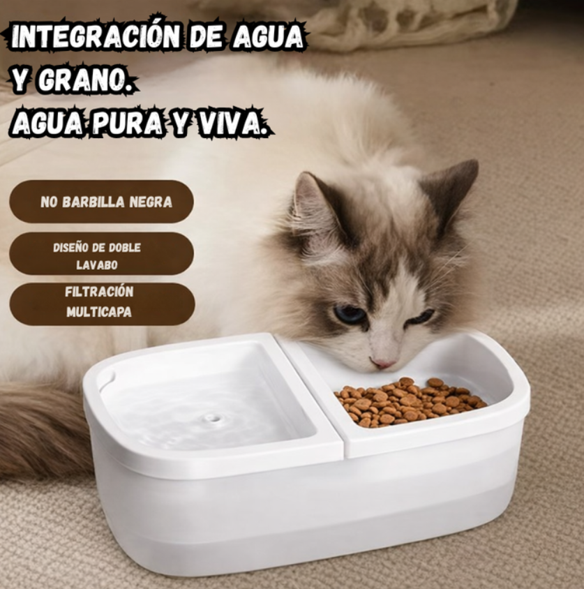 Dispensador De Comida y Fuente De Agua Para Mascotas 2 en 1