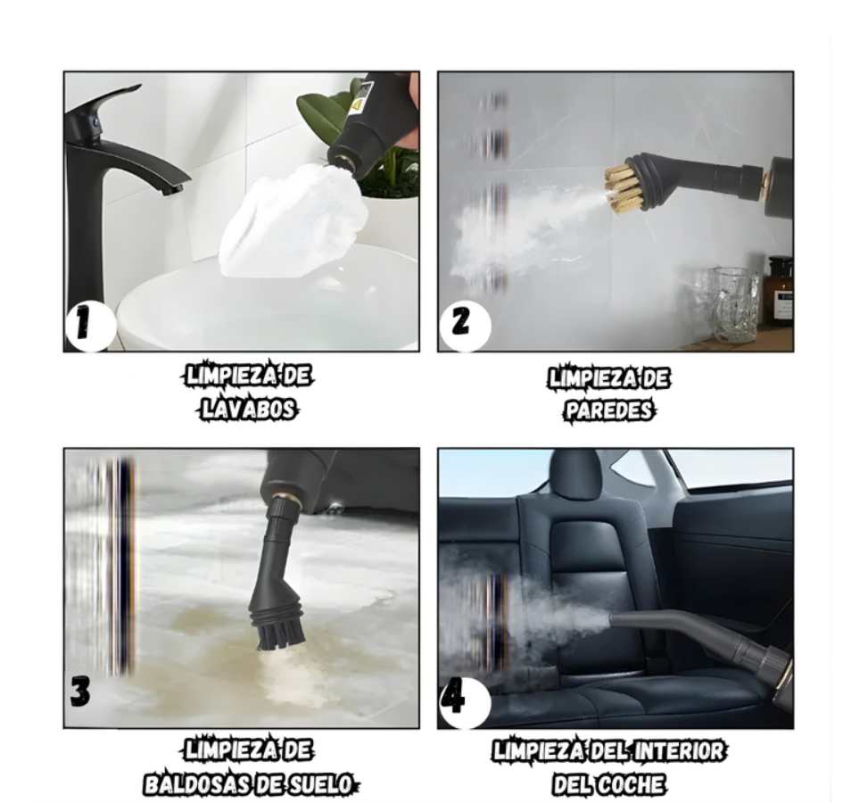 Limpiador A Vapor Portátil Alta Potencia Multiusos Con Accesorios