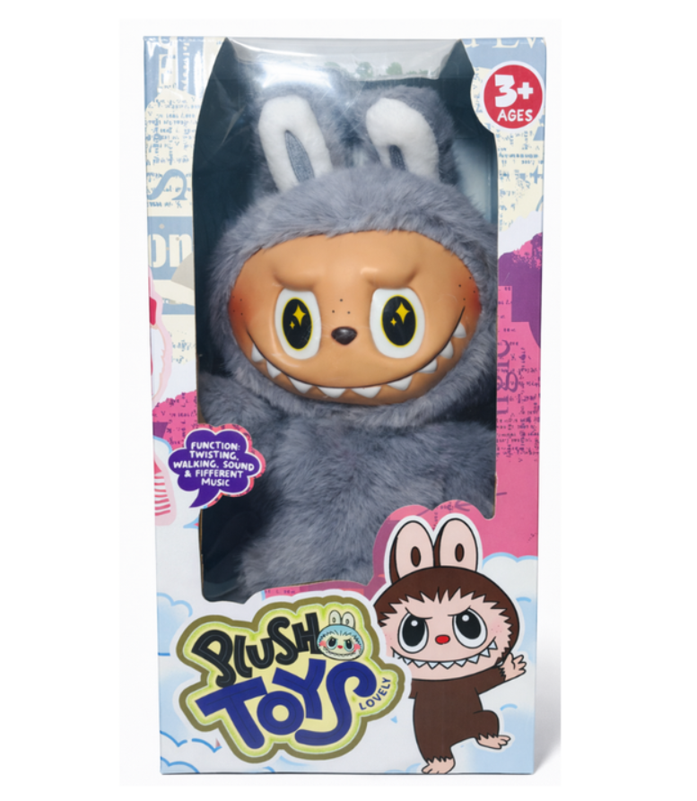 Peluche Muñeco Labubu Monsters Baila Camina Canta Gris