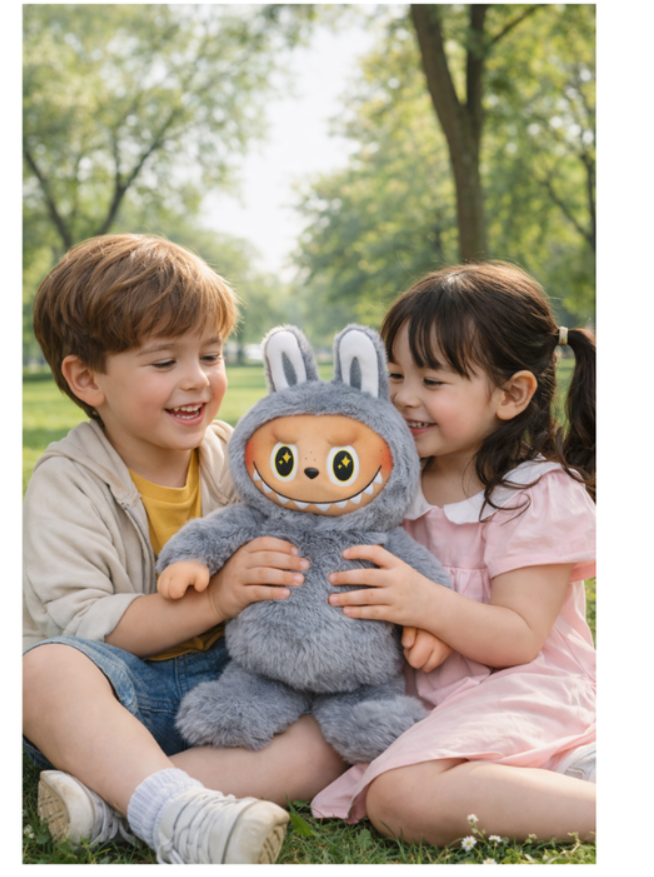 Peluche Muñeco Labubu Monsters Baila Camina Canta Gris