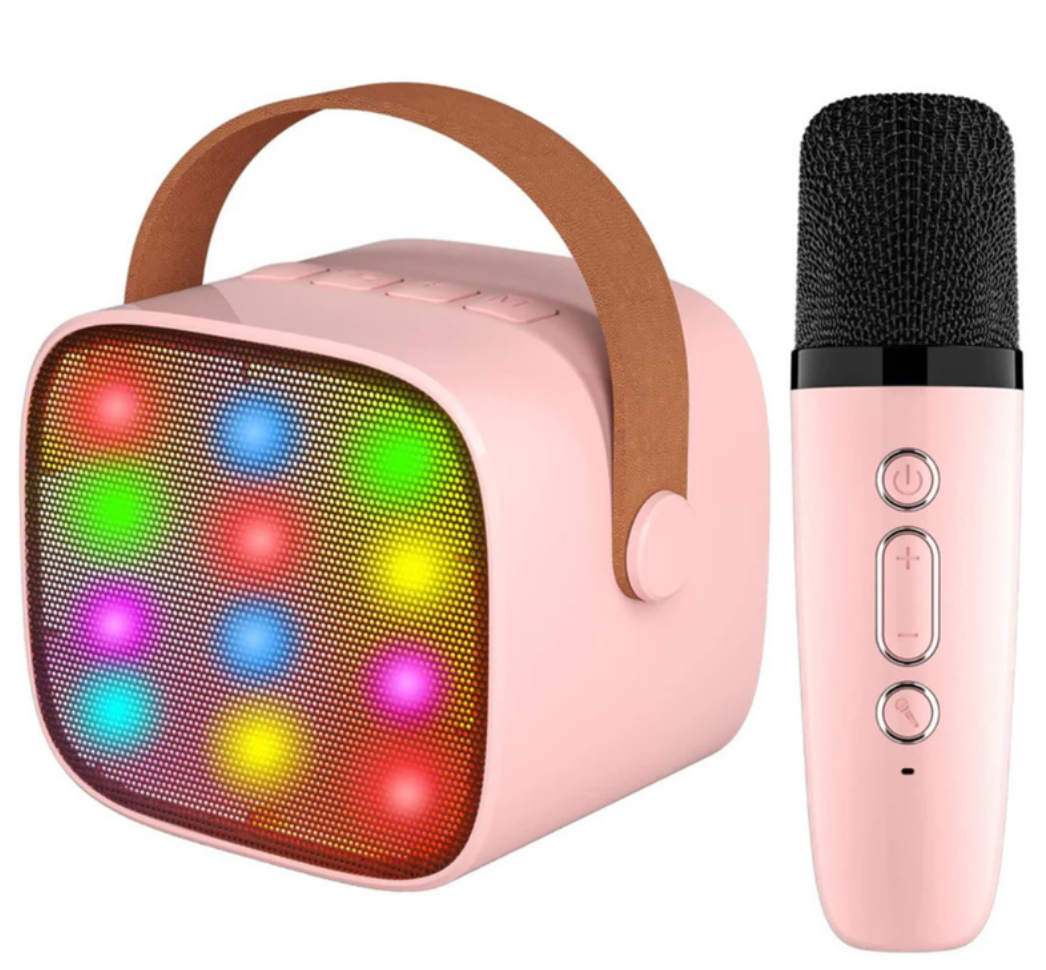 Kit Parlante Y Micrófono Karaoke Para Niños Bluetooth Led