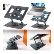 Soporte Laptop Ajustable Metal Con Doble Ventilador Base