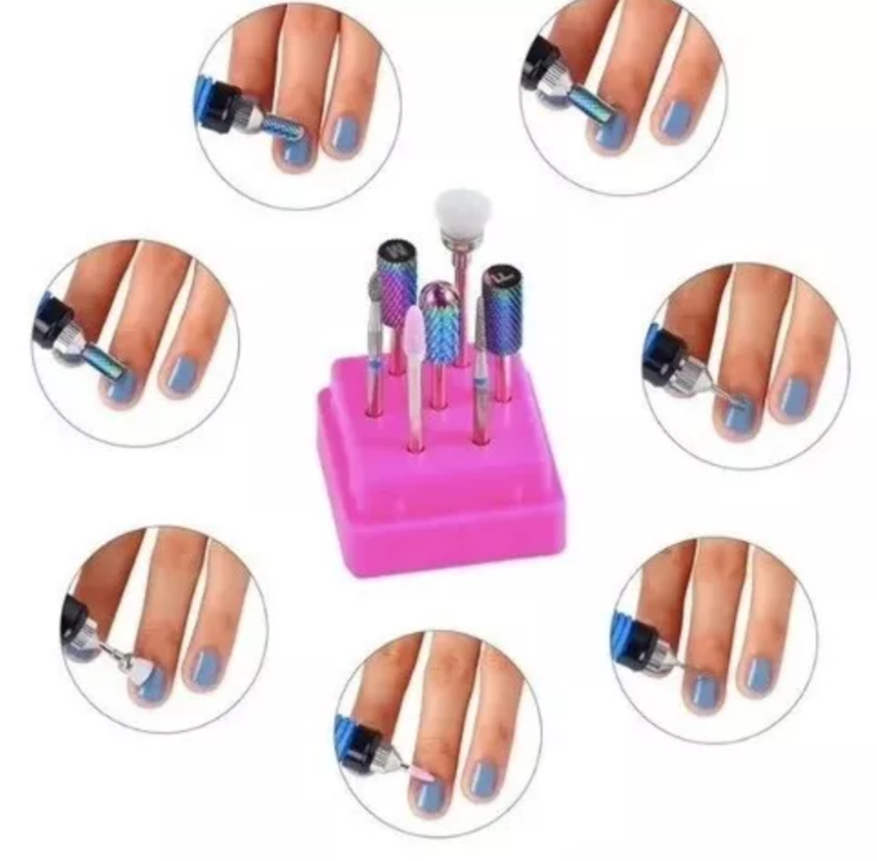 Kit De Brocas Puntas Fresa Acero Tungsteno Drill Pulidor Uña