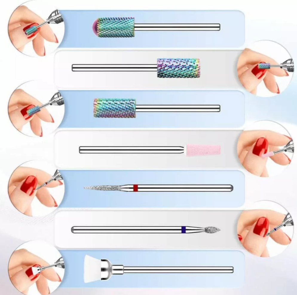 Kit De Brocas Puntas Fresa Acero Tungsteno Drill Pulidor Uña