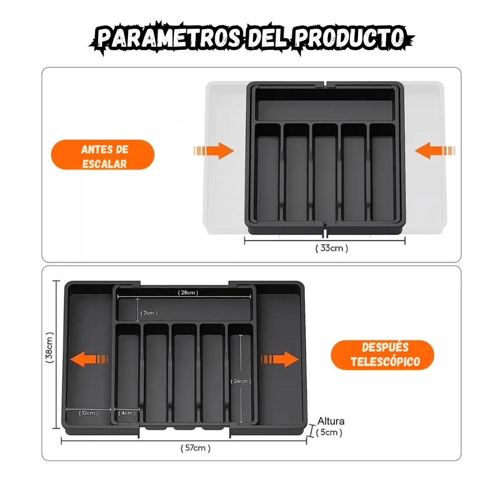 Bandeja Organizadora De Cubiertos y Utensilio De Cocina Expandible