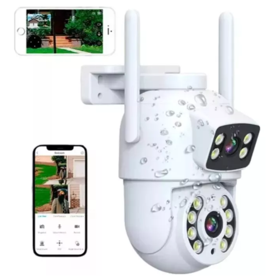 Cámara Ip Exterior Wifi Movimiento Nocturna Ip66 Doble Lente