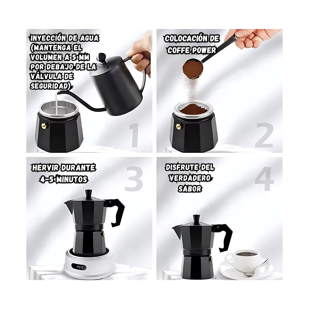 Cafetera Italiana Moka 6 tazas Cafe Tipo Espresso 300 ML