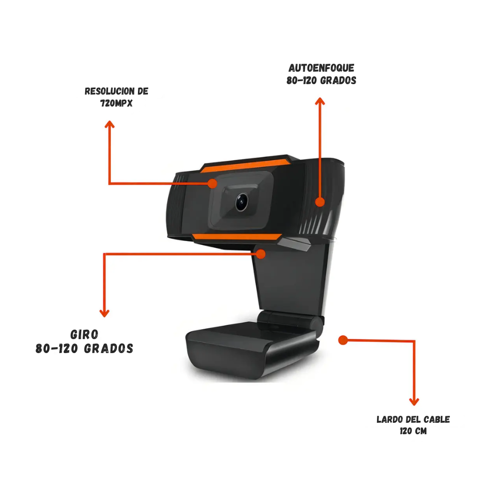 Camara Web Para PC HD 720P Con Microfono y Cancelacion De Ruido