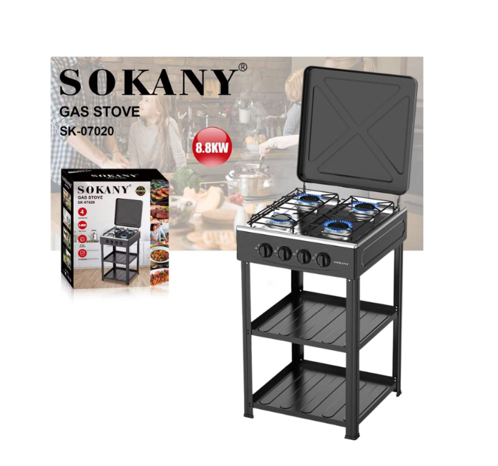 Estufa a gas 4 puestos Sokany potente 8KW con base estable multifuncional