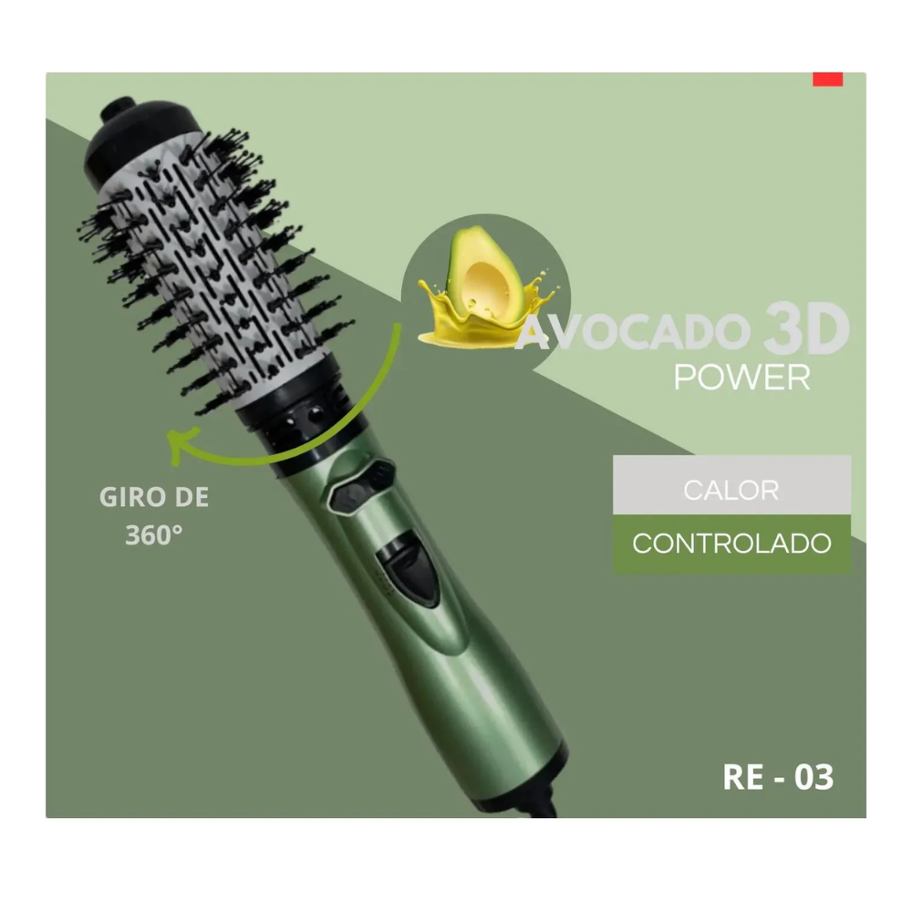 Cepillo Secador Moldeador Eléctrico Giratorio 3 En 1 Profesional