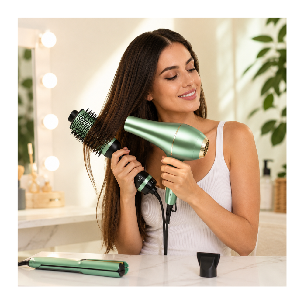 Combo 3 en 1 Avocado Cepillo Secador + Plancha + Secador Pro Nova 3D