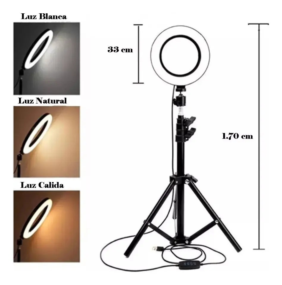 Aro Luz Led Para Fotografia Y Video 33cm Con Tripode 2.20 Mt