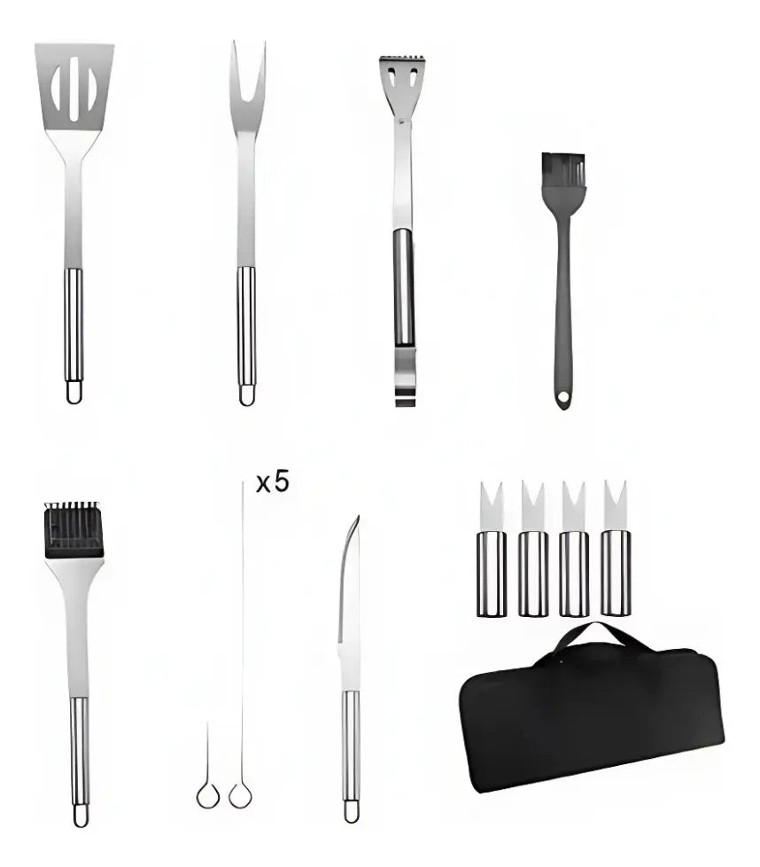 "Juego De Barbacoa Utensilios De Parrilla Inoxidable De 15pzs "