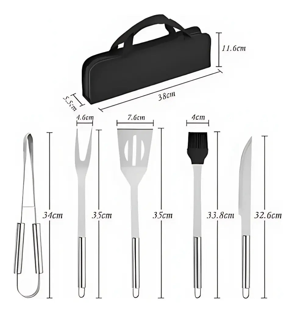 "Juego De Barbacoa Utensilios De Parrilla Inoxidable De 15pzs "