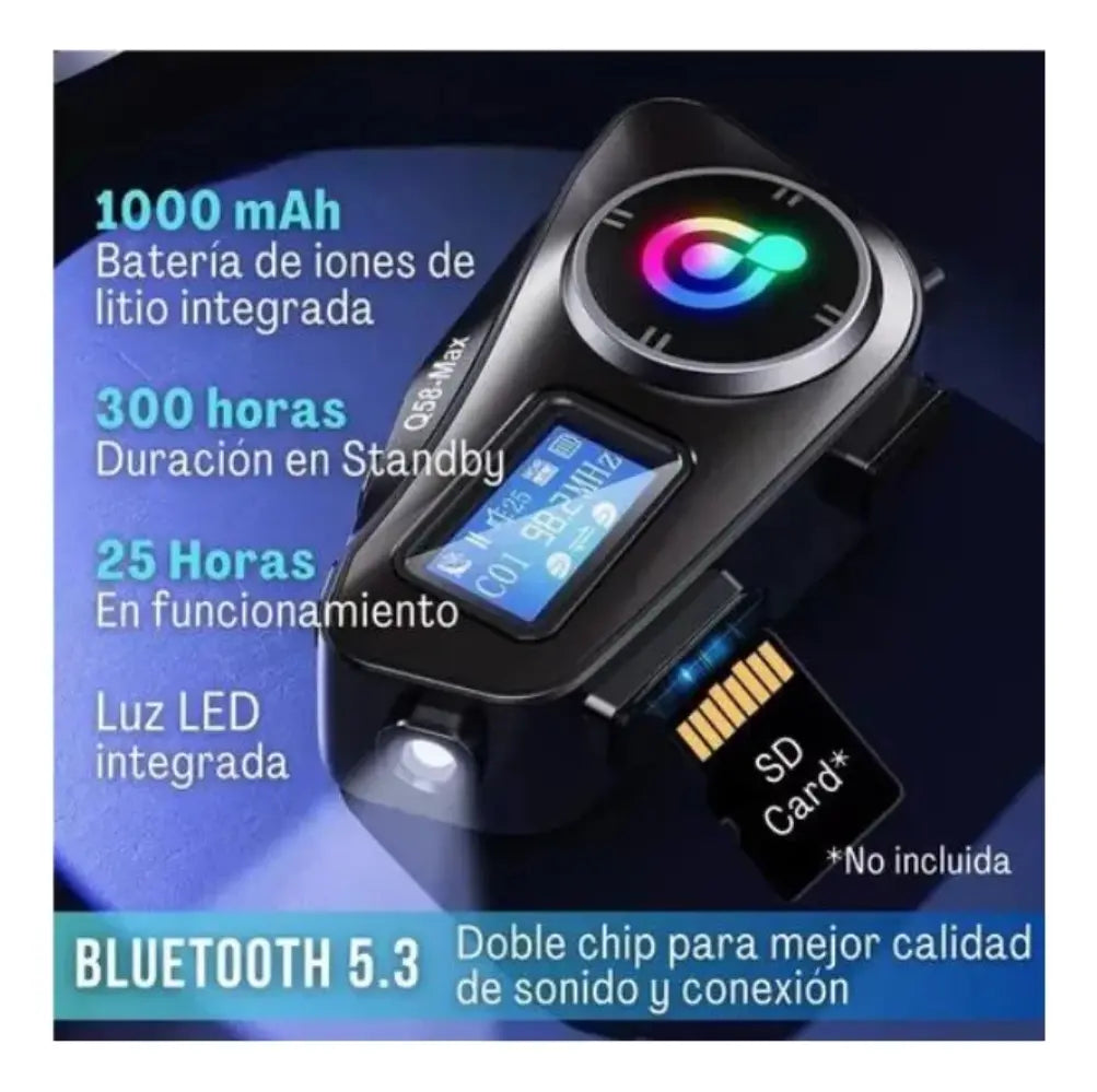 Intercomunicador Q58-max Bluetooth Casco Moto Fm Música 25hr