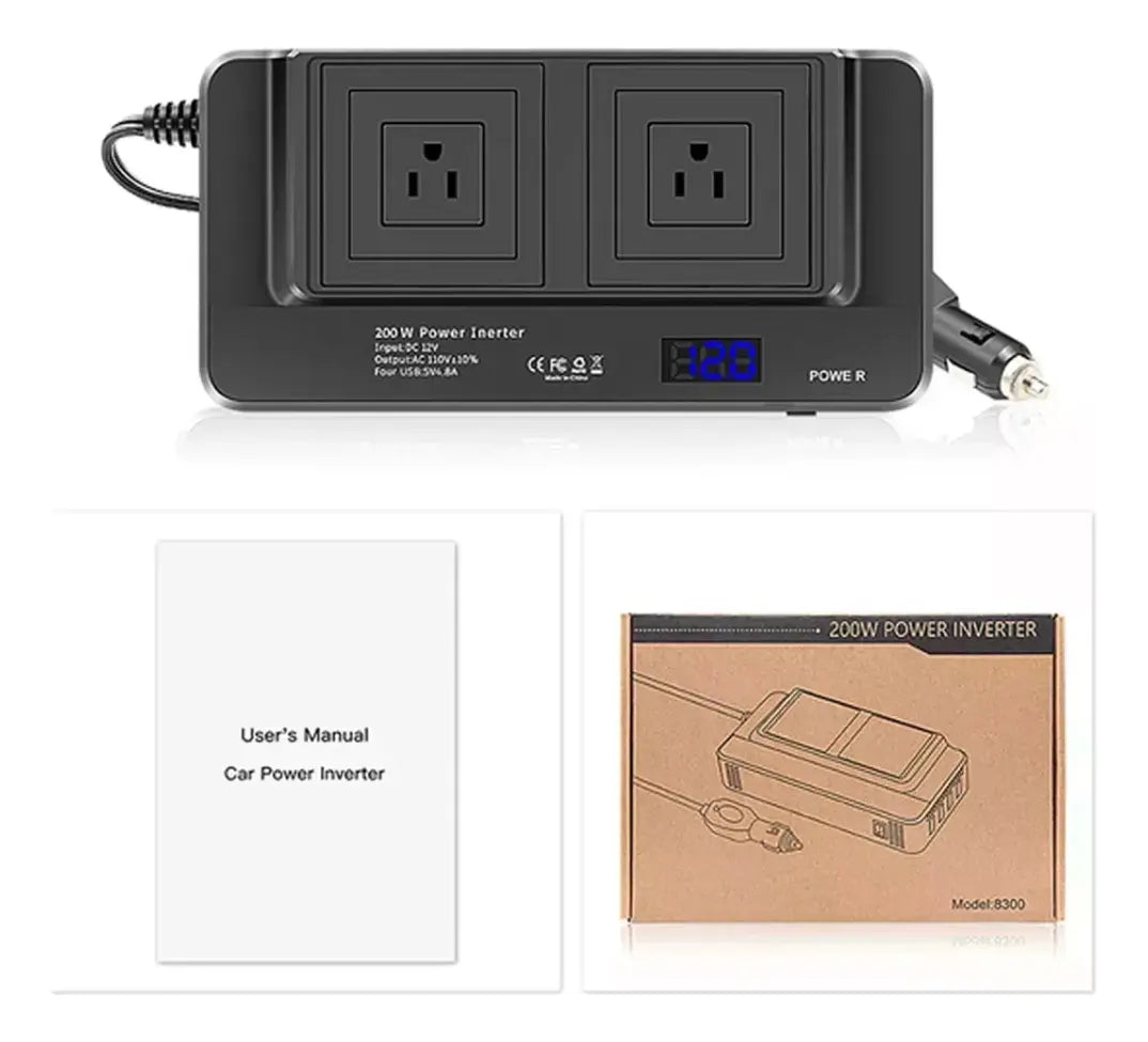 Inversor Convertidor De Coche Corriente 12v A 110v Y 4usb