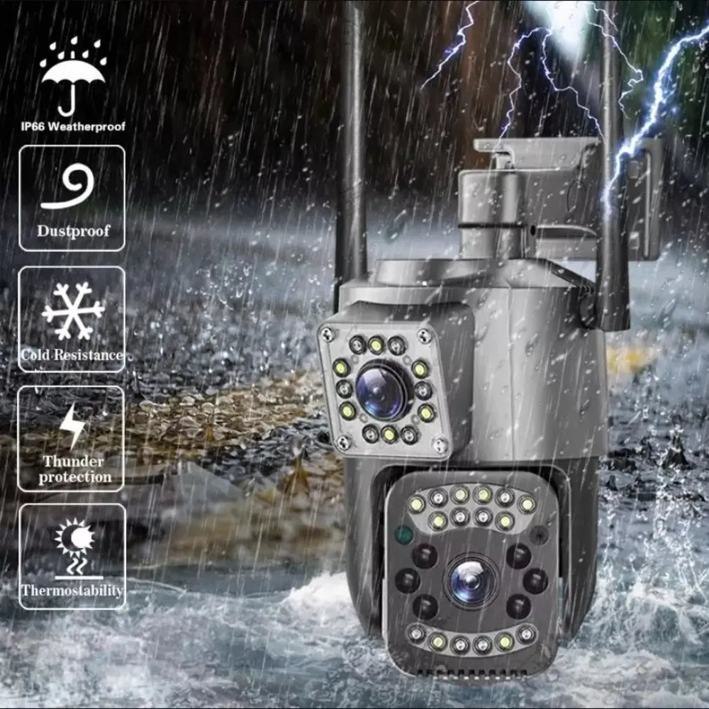 Cámara Ip Exterior Doble Lente Wifi Vision Nocturna 360 V380