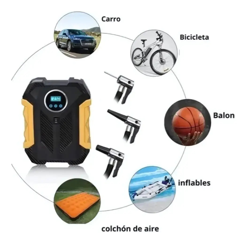 Compresor Portátil Multiusos Para Neumáticos Bomba Aire 12V