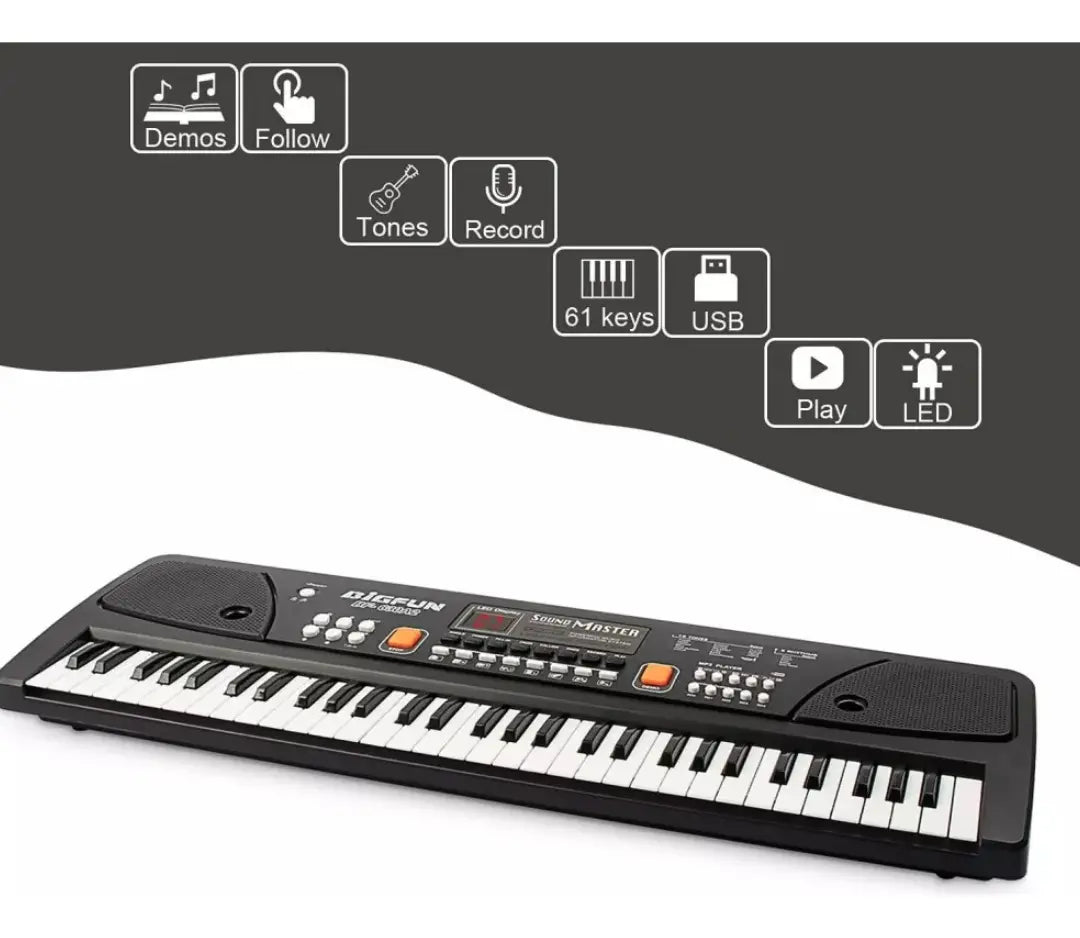 Piano Organeta Musical Para Niños 61 Teclas Bigfun Microfono