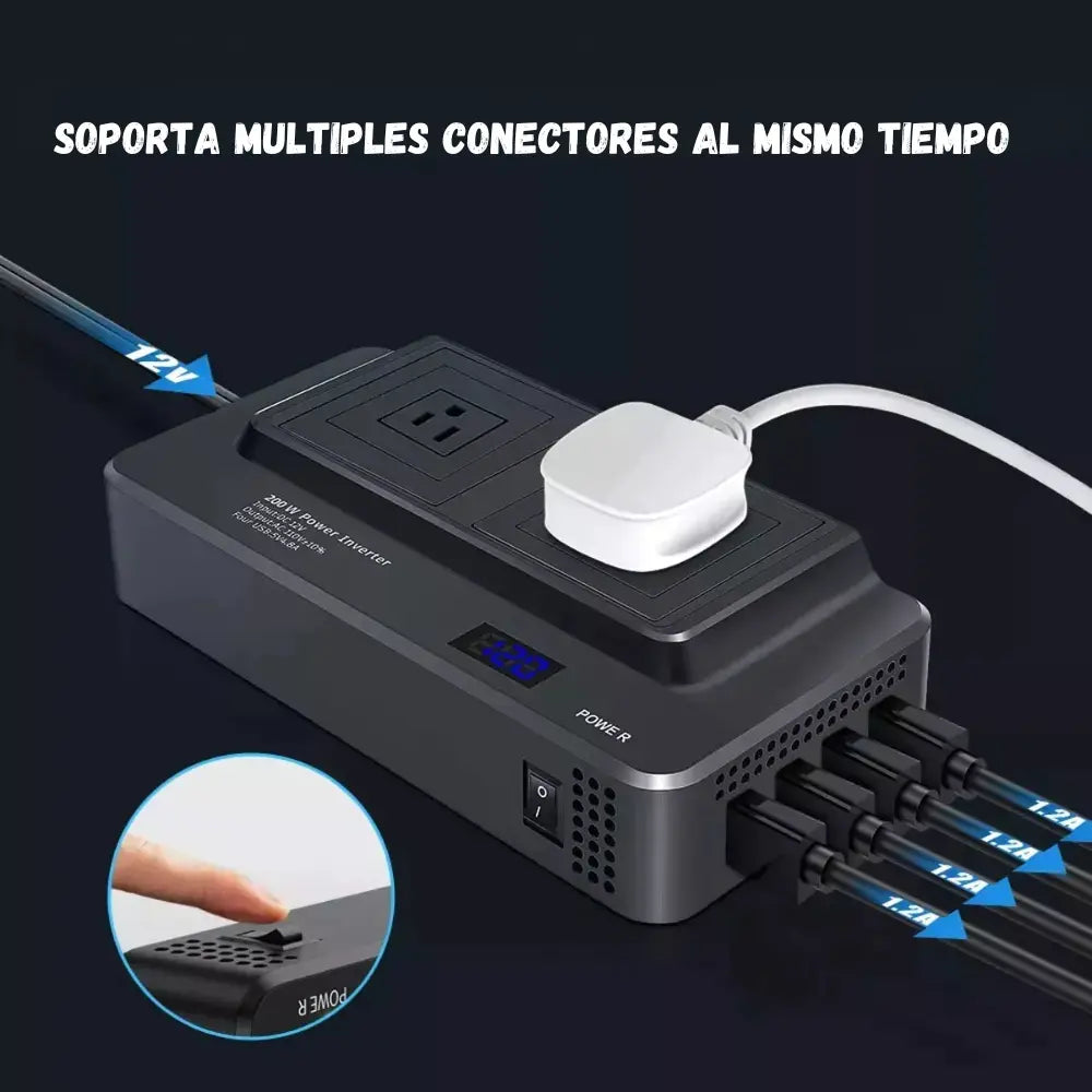 Inversor Convertidor De Coche Corriente 12v A 110v Y 4usb