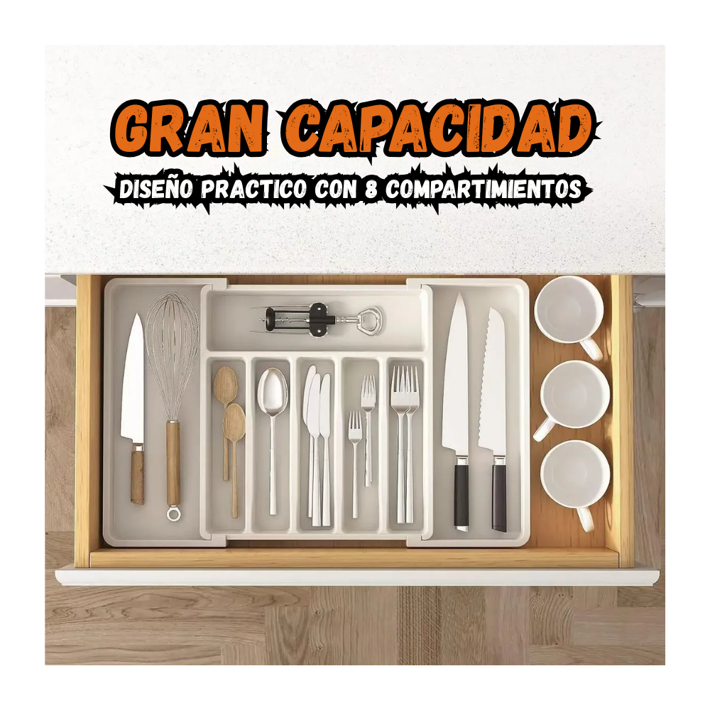 Bandeja Organizadora De Cubiertos y Utensilio De Cocina Expandible