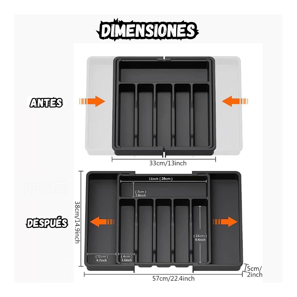 Bandeja Organizadora De Cubiertos y Utensilio De Cocina Expandible