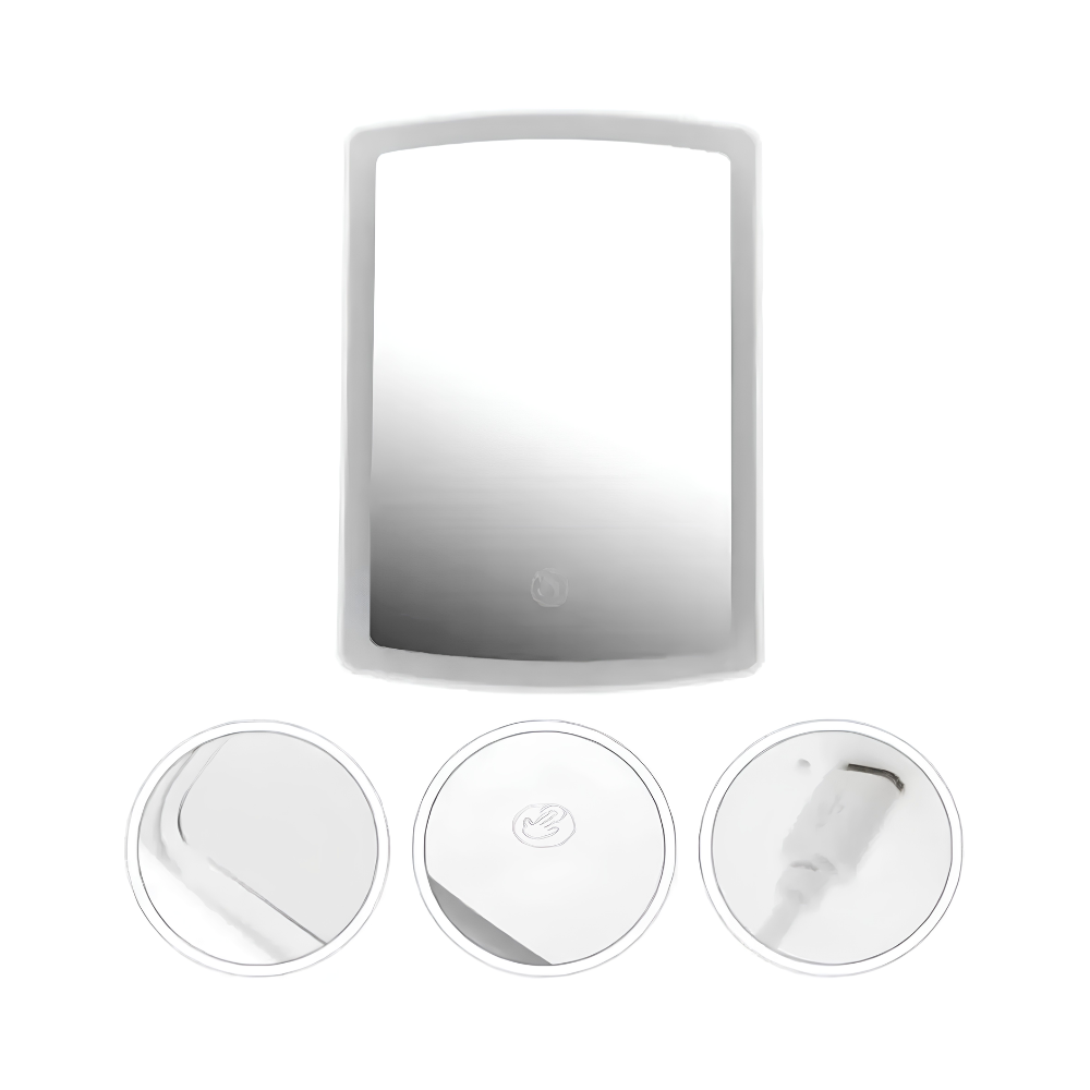 Espejo Cosmetico Led Recargable Con Luz Tactil Tonos Ajustables