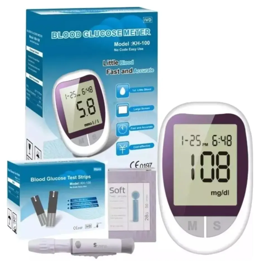 Glucómetro Monitoreo Azúcar Medidor Digital Glucosa Sangre