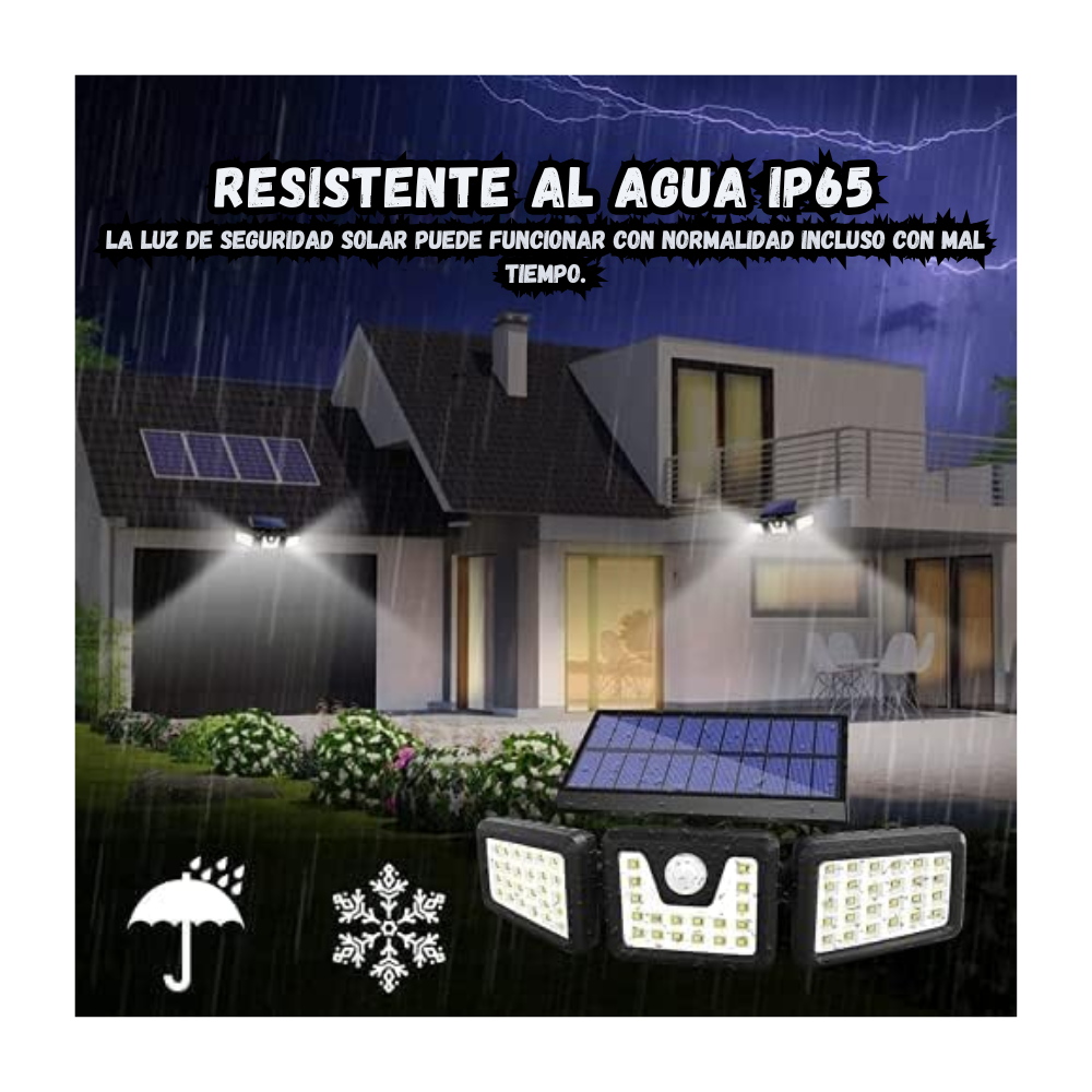 Lampara Solar Led 3 Secciones Ajustables 270° Sensor De Movimiento
