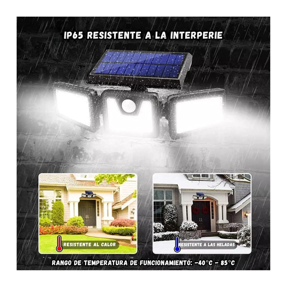 Lampara Solar Led 3 Secciones Ajustables 270° Sensor De Movimiento