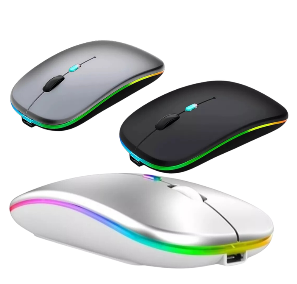Mouse Raton Inalambrico Rgb Bluetooth Recargable Receptr Usb