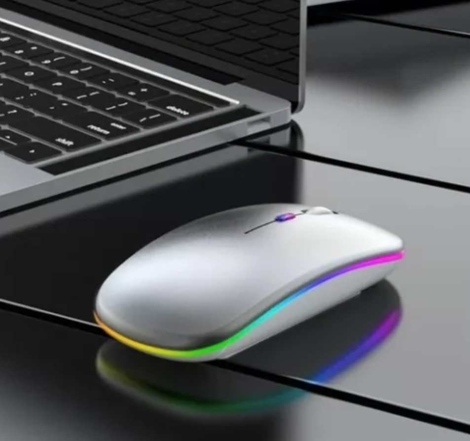 Mouse Raton Inalambrico Rgb Bluetooth Recargable Receptr Usb