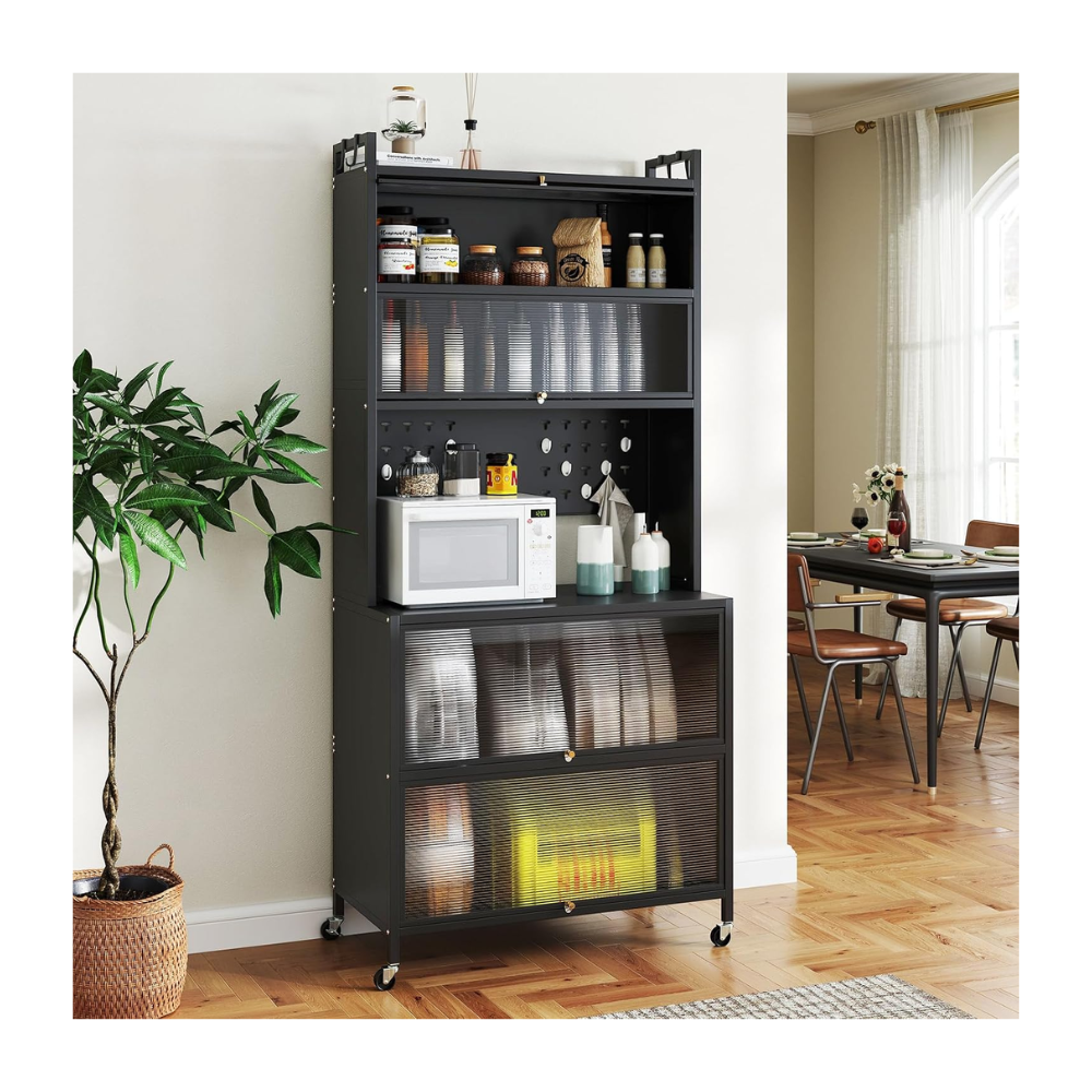 Mueble Organizador Con Gabinetes, Ganchos y Ruedas Multifuncional 60CM