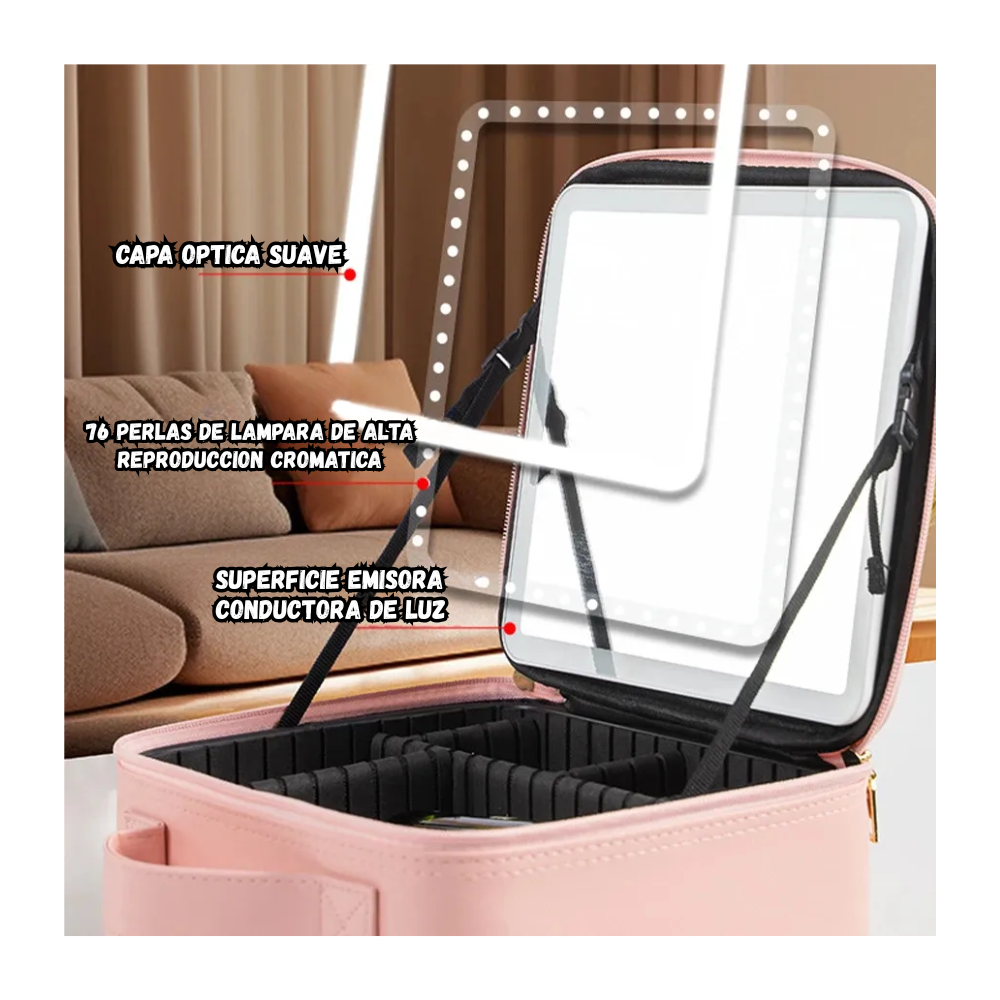 Organizador Cosméticos Profesional Espejo Led Espacios Ajustables