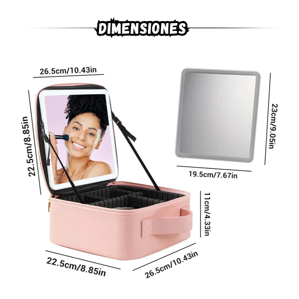 Organizador Cosméticos Profesional Espejo Led Espacios Ajustables