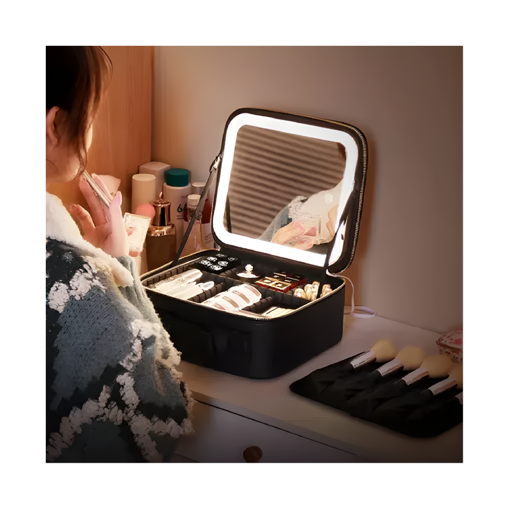 Organizador Cosméticos Profesional Espejo Led Espacios Ajustables