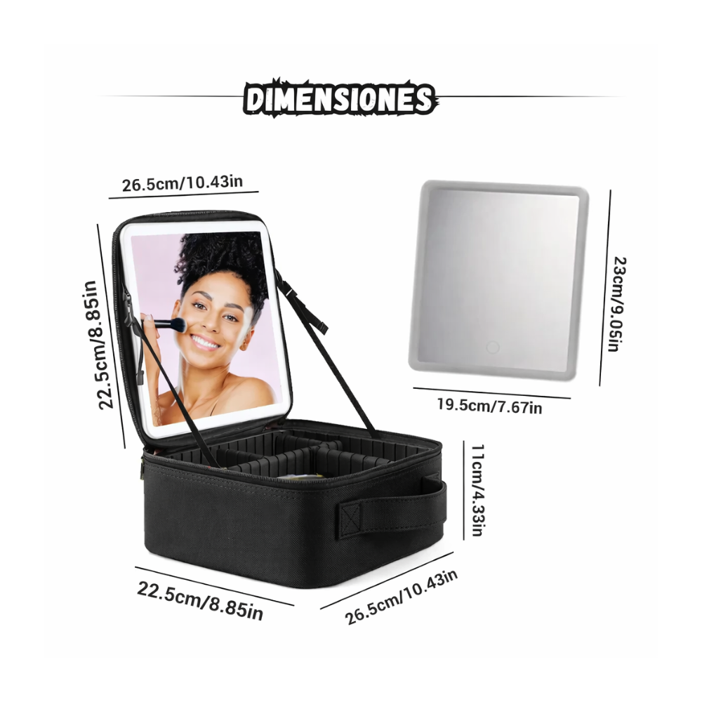 Organizador Cosméticos Profesional Espejo Led Espacios Ajustables