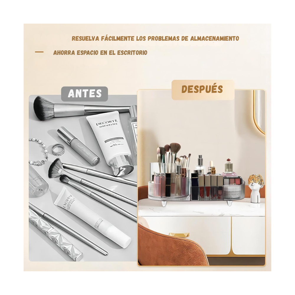 Organizador De Maquillaje 360° Acrilico Con Compartimientos