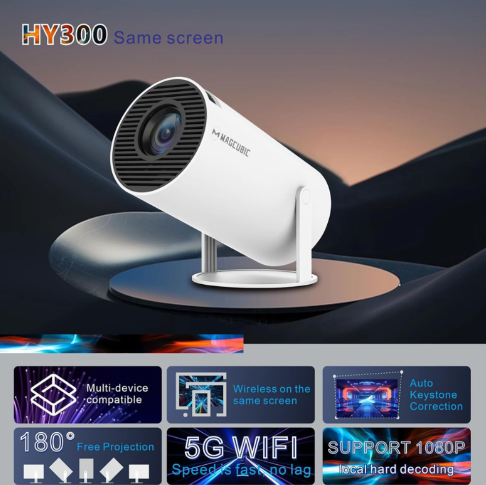 Proyector Smart 4k Hy300 Hd Wifi Bluetooth 1200LM Android 11