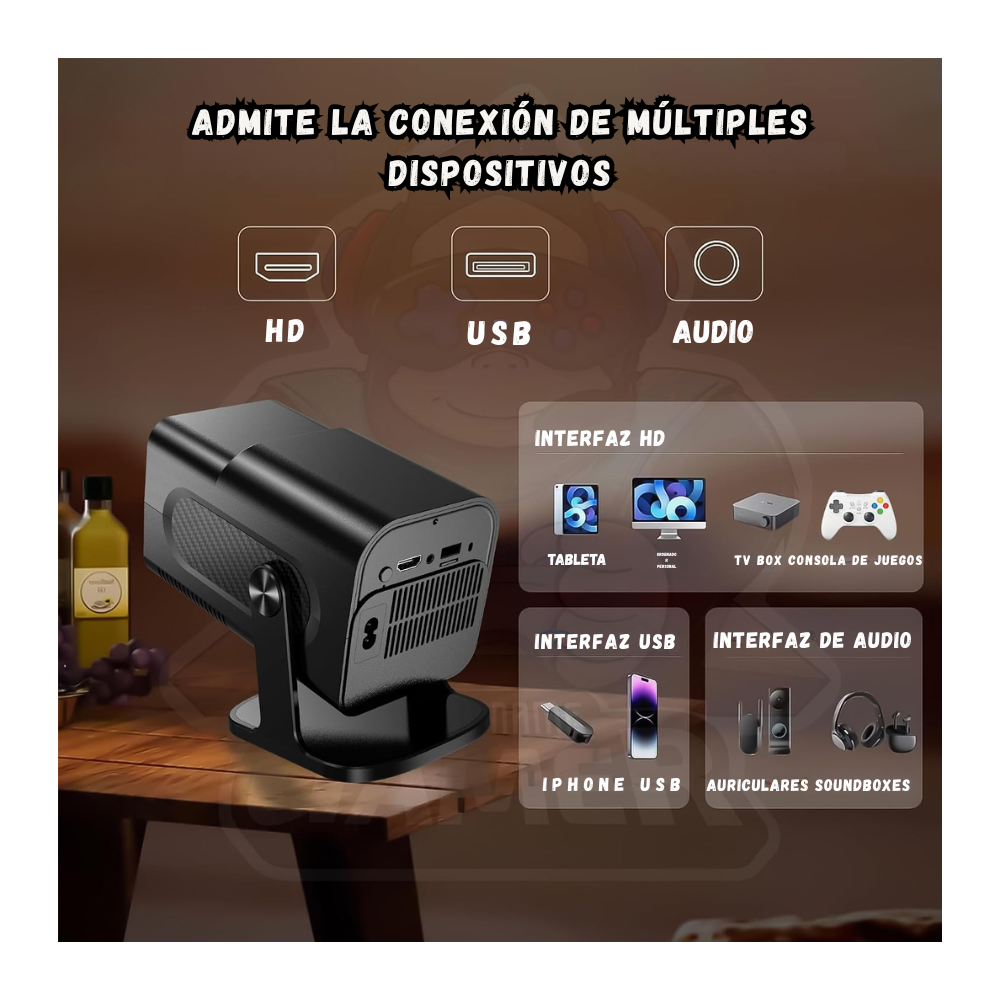 Proyector Portatil 1080p Con 2 Controles Gamer Y Control Remoto HDM AV